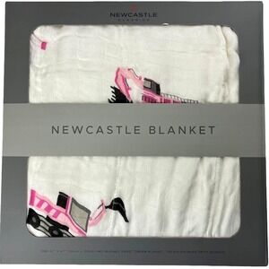 Baby Girl Pink Digger Bamboo 4 Layer Blanket 47"‎ Rayon Backhoe Excavator NWT
